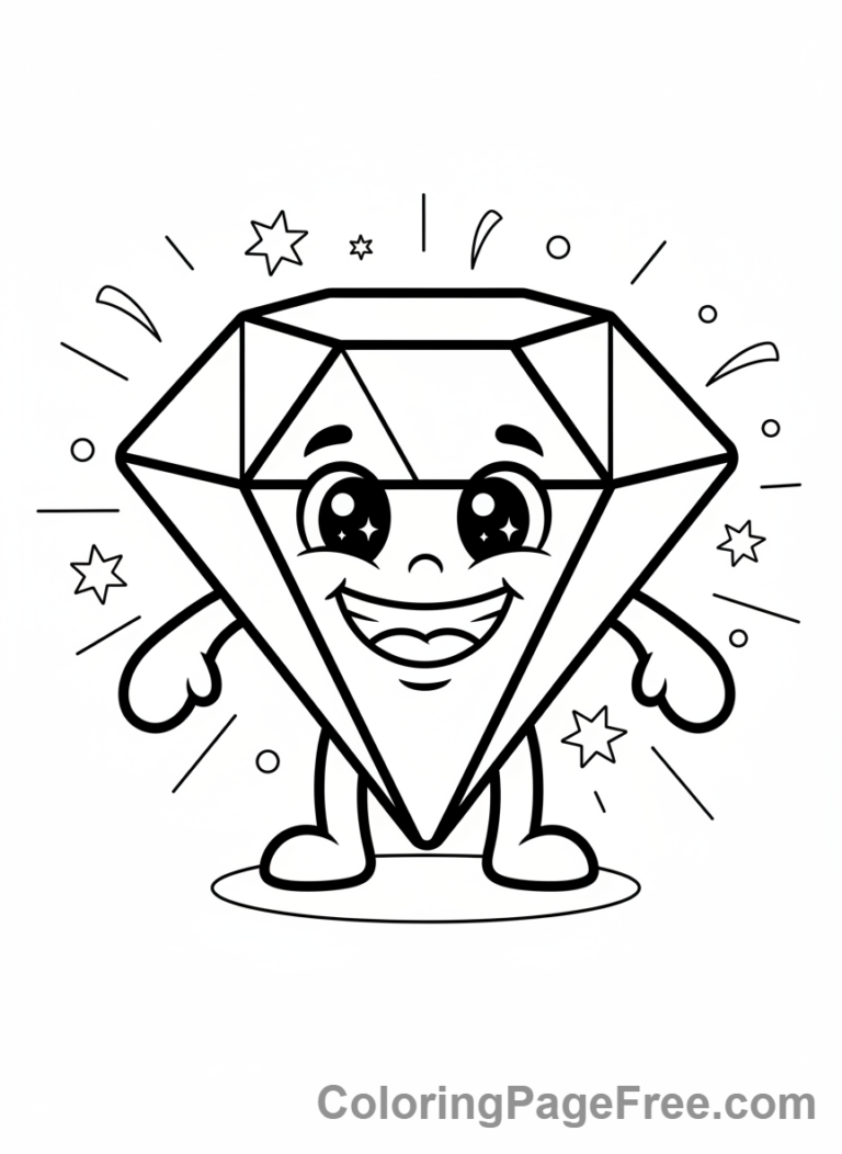 Shapes coloring page - Smiling Diamond Close