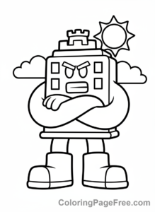 Shapes coloring page - Strong Square Building