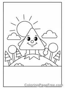 Shapes coloring page - Triangle Mountain Scene