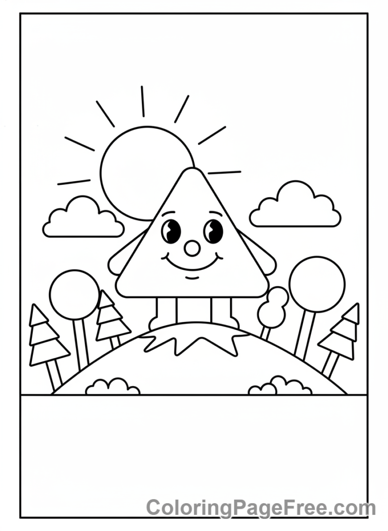Shapes coloring page - Triangle Mountain Scene