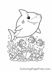 Shark coloring page - Shark coral reef