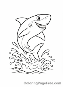 Shark coloring page - Shark jumping water