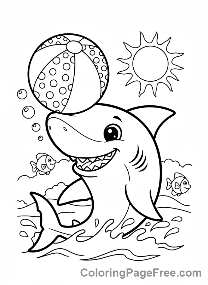 Shark coloring page - Shark playing ball