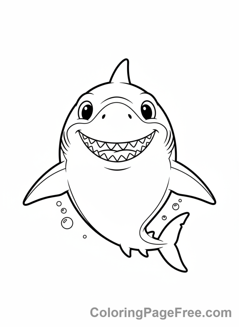 Shark coloring page - Shark swimming up