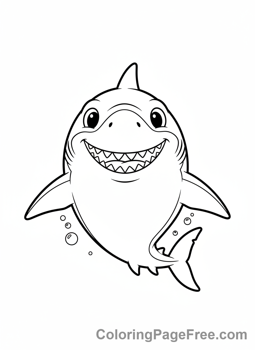 Shark coloring page - Shark swimming up
