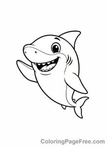 Shark coloring page - Shark waving hello