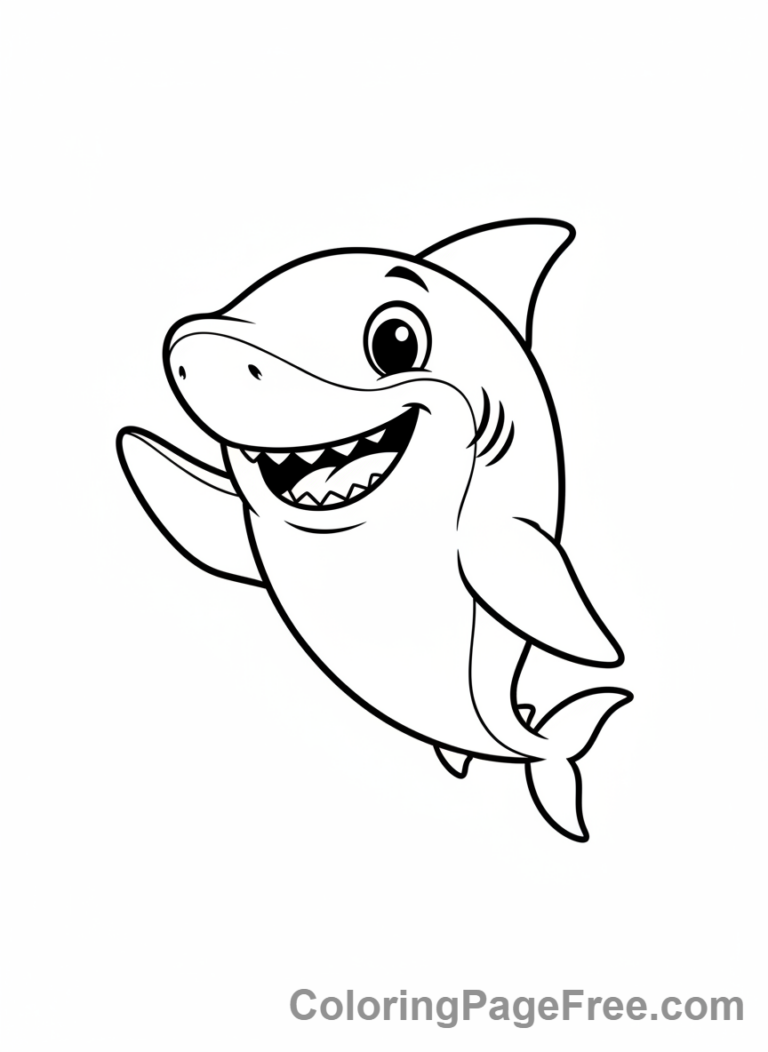 Shark coloring page - Shark waving hello