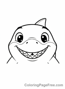 Shark coloring page - Smiling shark face