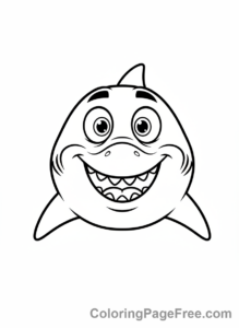 Shark coloring page - Surprised shark face