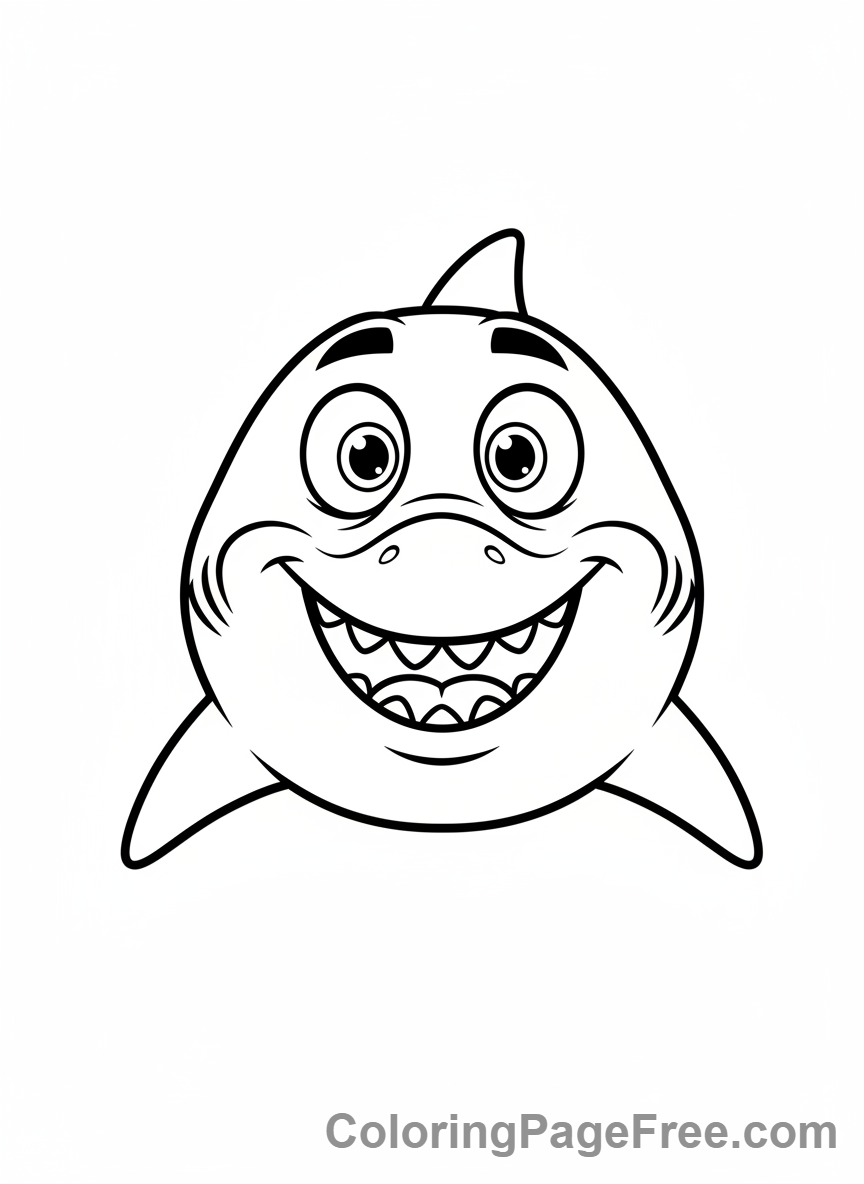 Shark coloring page - Surprised shark face