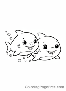 Shark coloring page - Two baby sharks