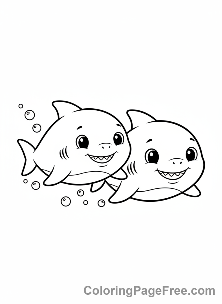 Shark coloring page - Two baby sharks