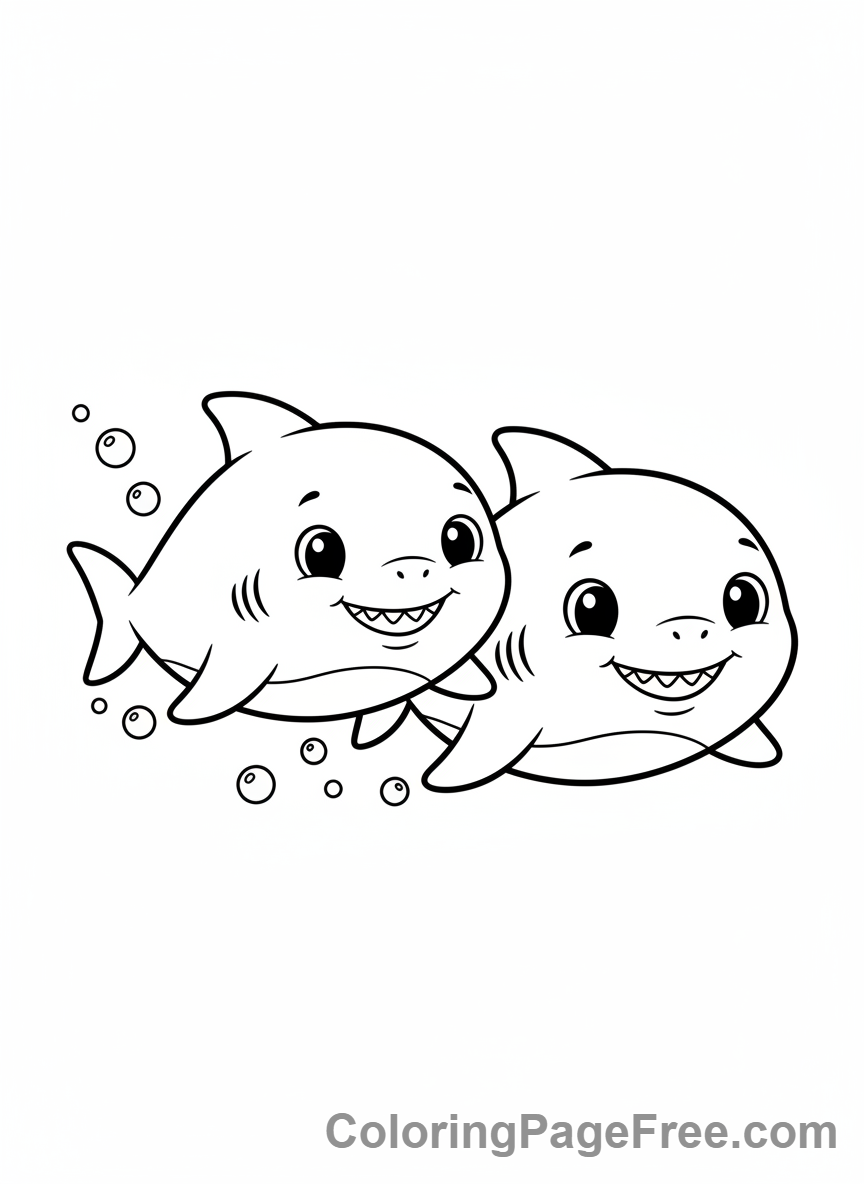 Shark coloring page - Two baby sharks