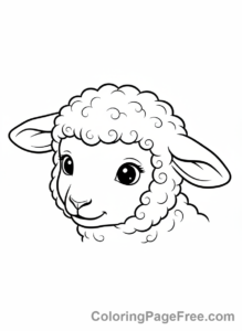 Sheep coloring page - Lamb curious close-up