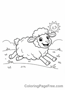 Sheep coloring page - Sheep running happily