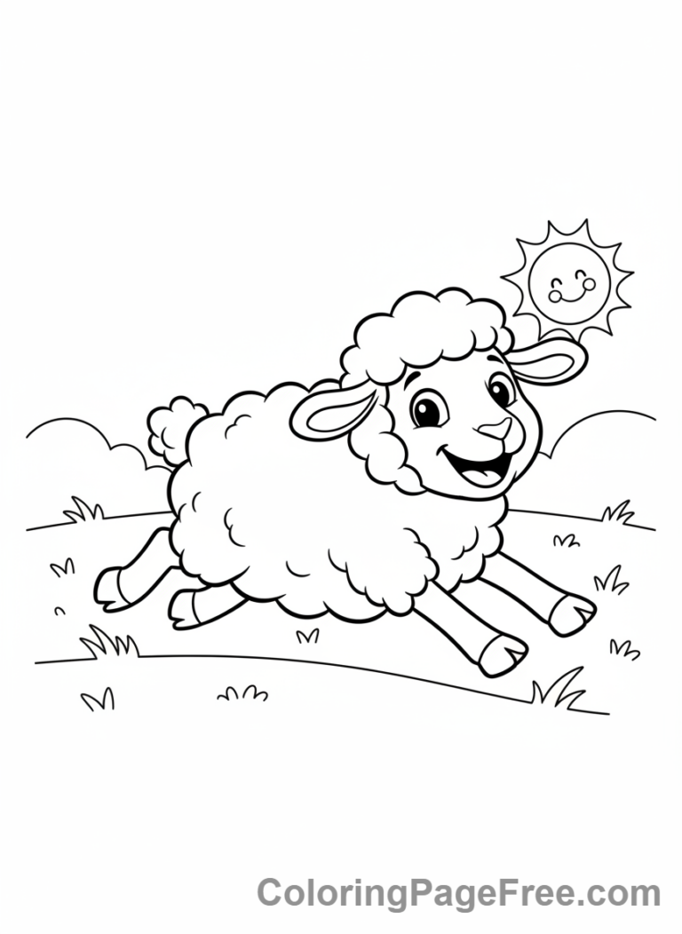 Sheep coloring page - Sheep running happily