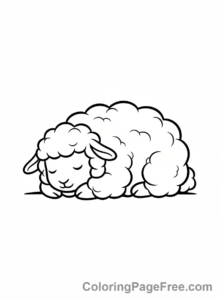 Sheep coloring page - Sheep sleeping peacefully