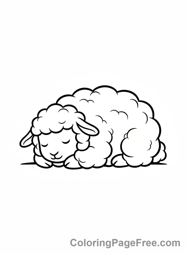 Sheep coloring page - Sheep sleeping peacefully