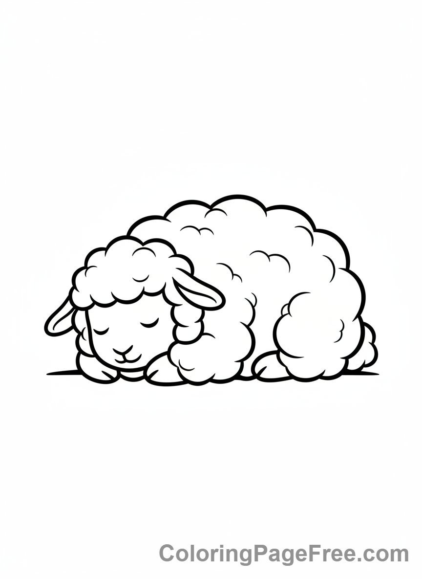 Sheep coloring page - Sheep sleeping peacefully