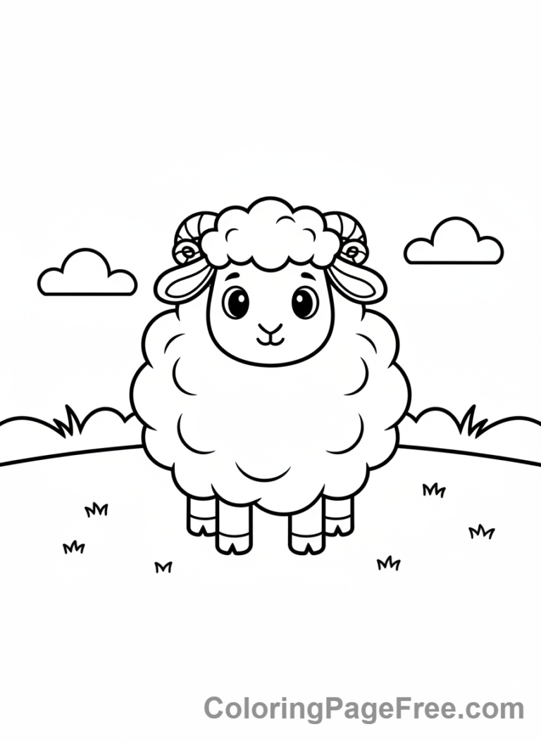 Sheep coloring page - Sheep standing gracefully