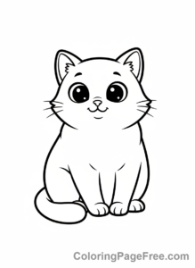 Simple coloring page - Cute cat sitting