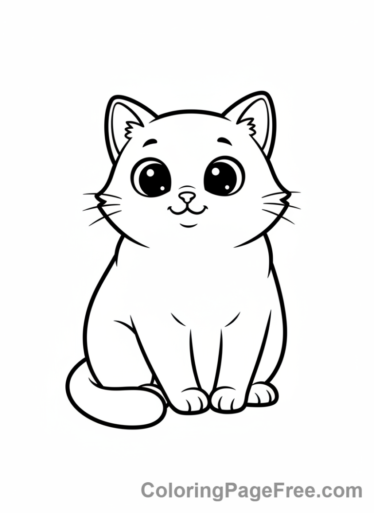 Simple coloring page - Cute cat sitting