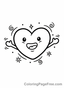 Simple coloring page - Happy heart