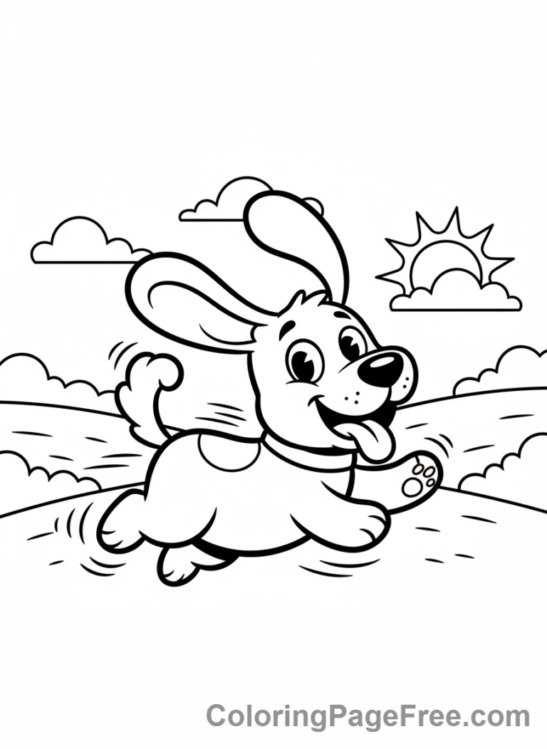 Simple coloring page - Playful dog running