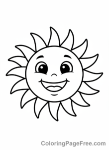 Simple coloring page - Sun smiling