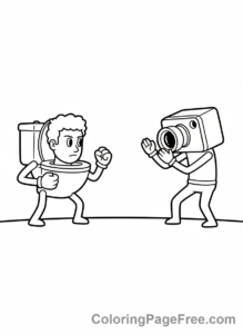 Skibidi Toilet coloring page - Cameraman Skibidi Battle
