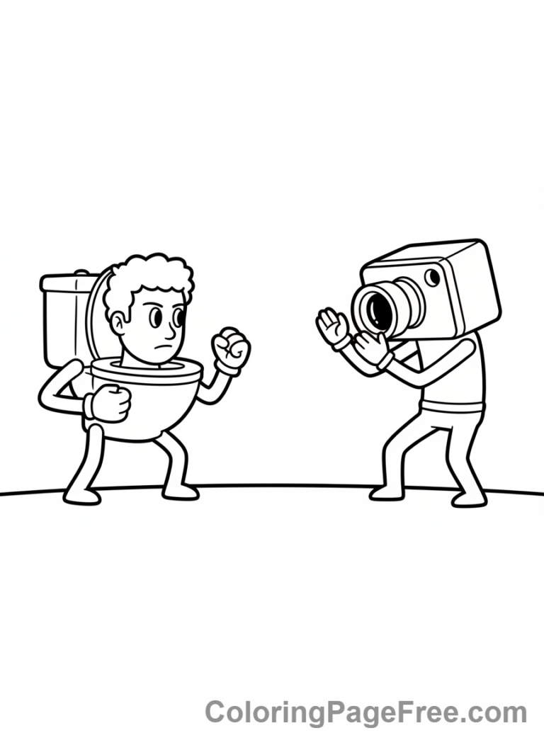 Skibidi Toilet coloring page - Cameraman Skibidi Battle