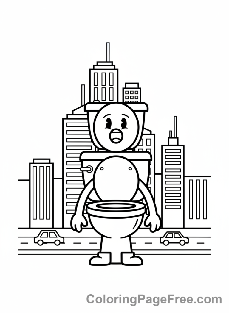 Skibidi Toilet coloring page - Skibidi City Background