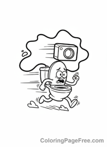 Skibidi Toilet coloring page - Skibidi Fleeing Cameraman