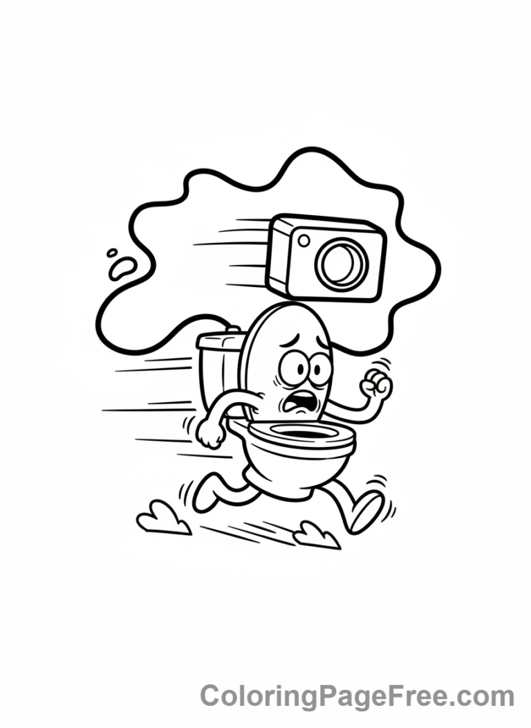 Skibidi Toilet coloring page - Skibidi Fleeing Cameraman