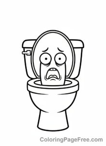 Skibidi Toilet coloring page - Skibidi Toilet Scared