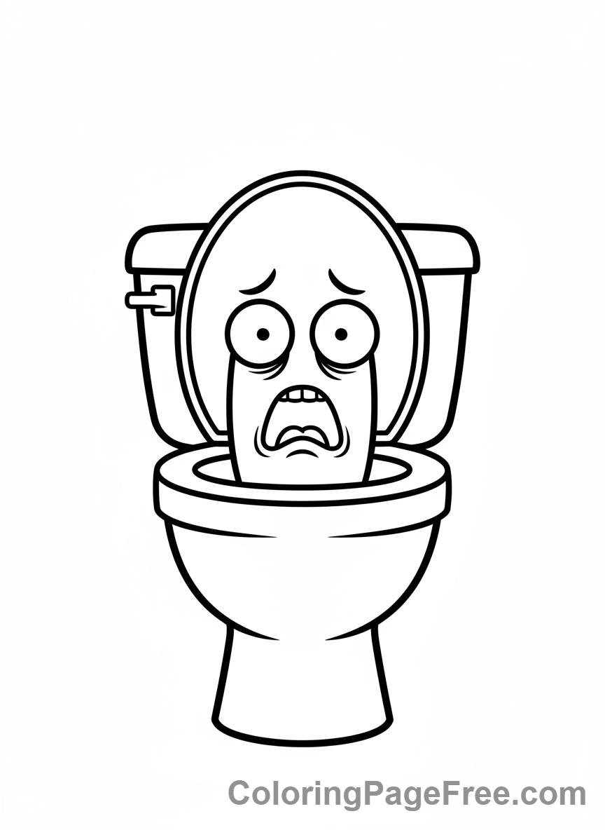 Skibidi Toilet coloring page - Skibidi Toilet Scared