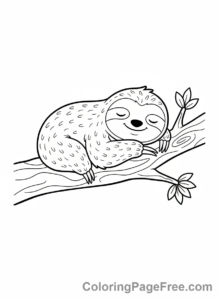 Sloth coloring page - Sloth Sleeping Tree