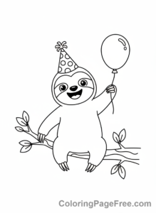 Sloth coloring page - Sloth Wearing Hat