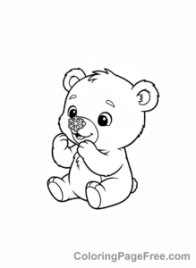 Snowflake coloring page - Bear Admiring Snowflake