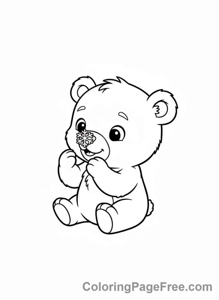 Snowflake coloring page - Bear Admiring Snowflake