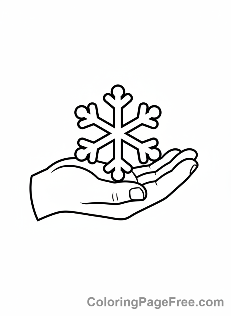 Snowflake coloring page - Child Hand Snowflake