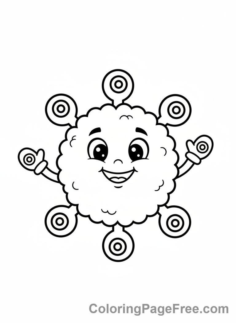 Snowflake coloring page - Happy Snowflake Character