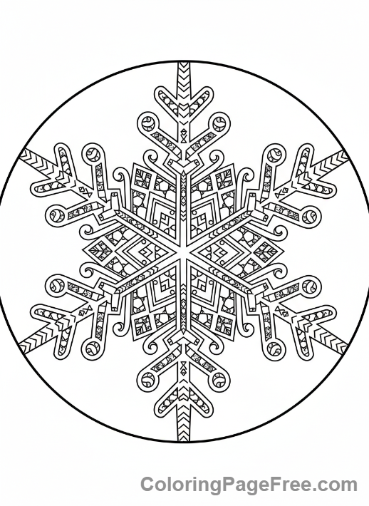 Snowflake coloring page - Intricate Snowflake Close-up