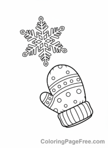 Snowflake coloring page - Snowflake on Mitten