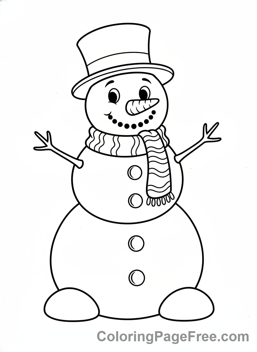 Snowman coloring page - Classic snowman standing
