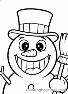 Snowman coloring page - Happy snowman smile