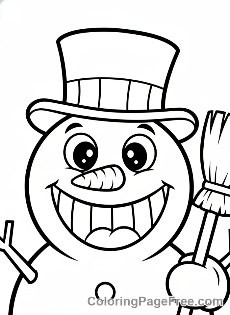 Snowman coloring page - Happy snowman smile