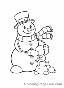 Snowman coloring page - Snowman builds friend