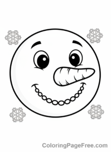 Snowman coloring page - Snowman face close-up
