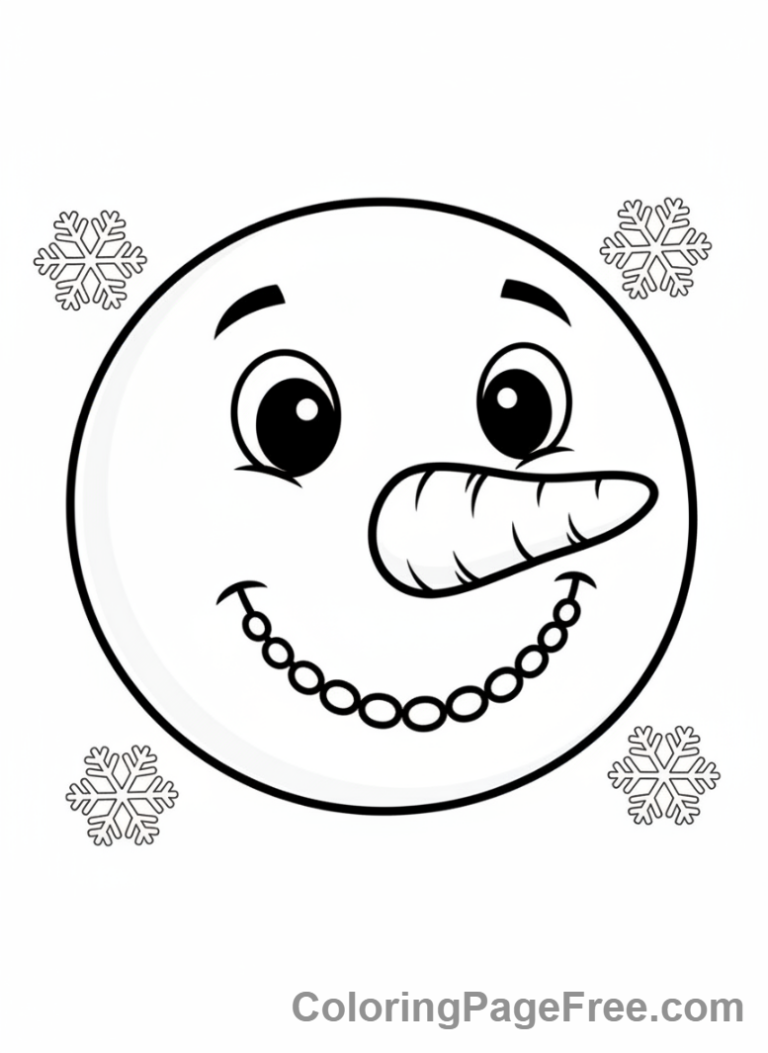 Snowman coloring page - Snowman face close-up